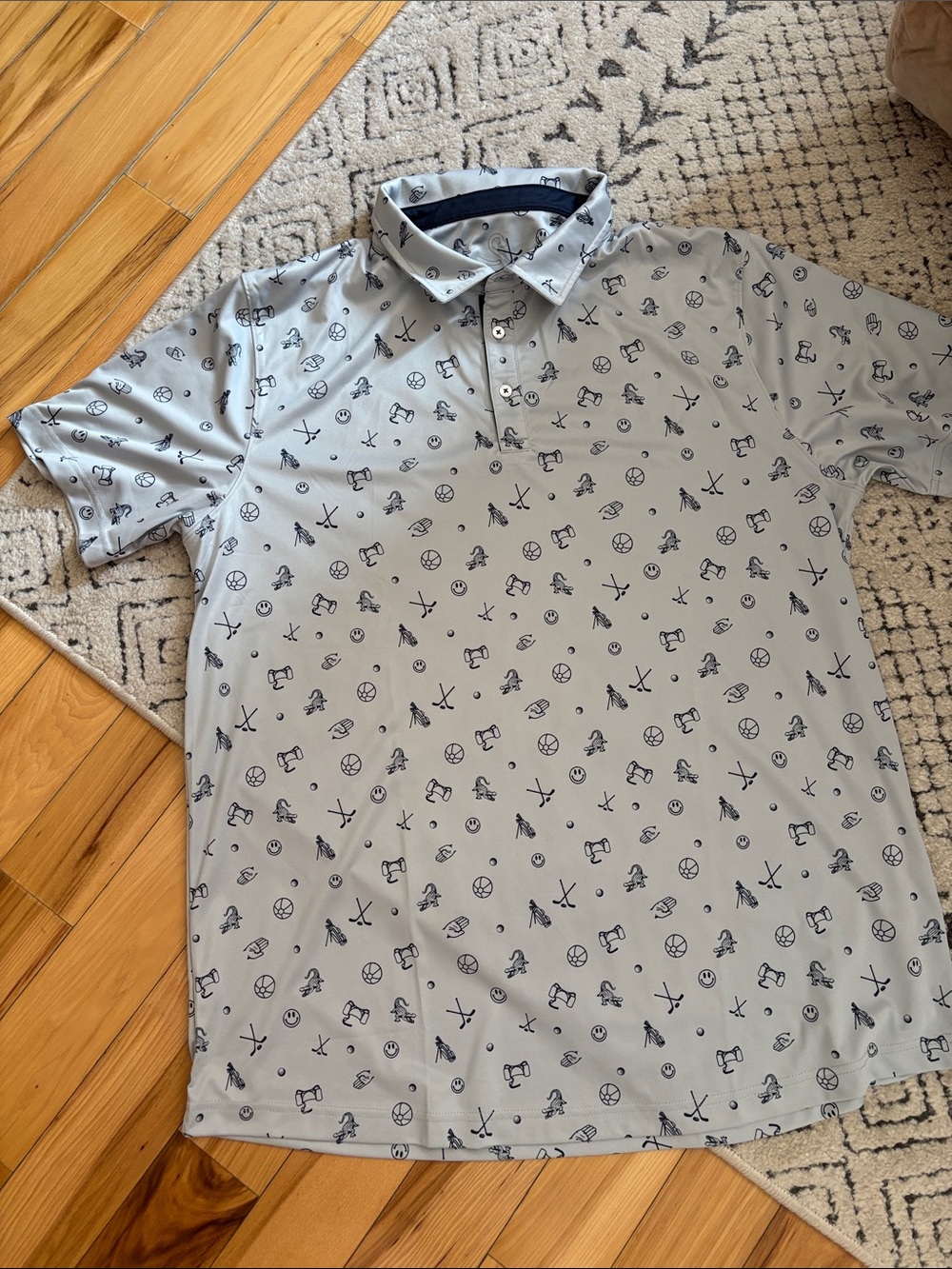 Men's Swannies Golf Light Gray Printed Polo Shirt XXL